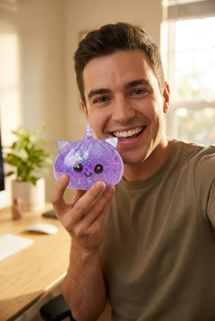 Dumpling Squishy Glitter Fioletowy Jednorożec na co dzień