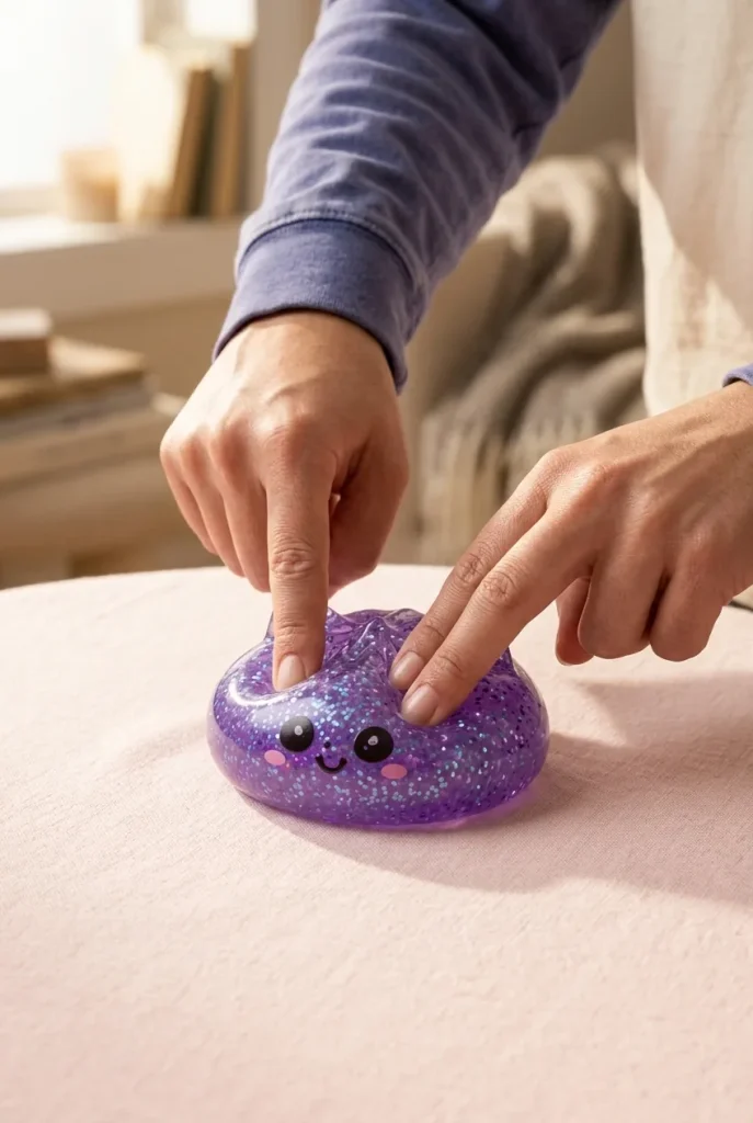 Dumpling Squishy Glitter Fioletowy Jednorożec podczas ściskania