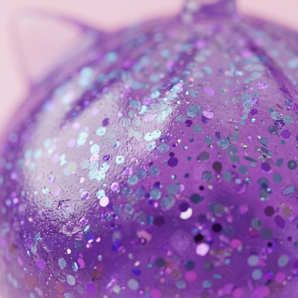 Dumpling Squishy Glitter Fioletowy Jednorożec makro tekstury pianki