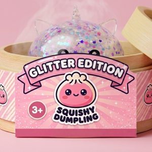 Dumpling Squishy Unicorn Sparkle Biały w bambusowym koszyku