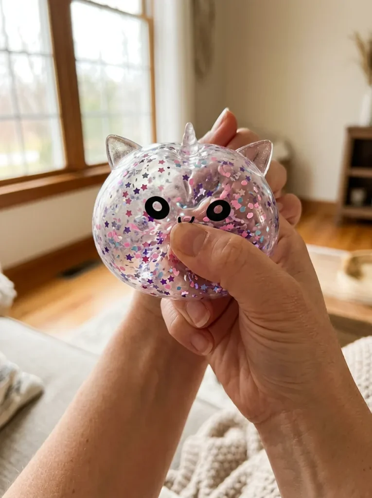 Dumpling Squishy Unicorn Sparkle Biały podczas ściskania
