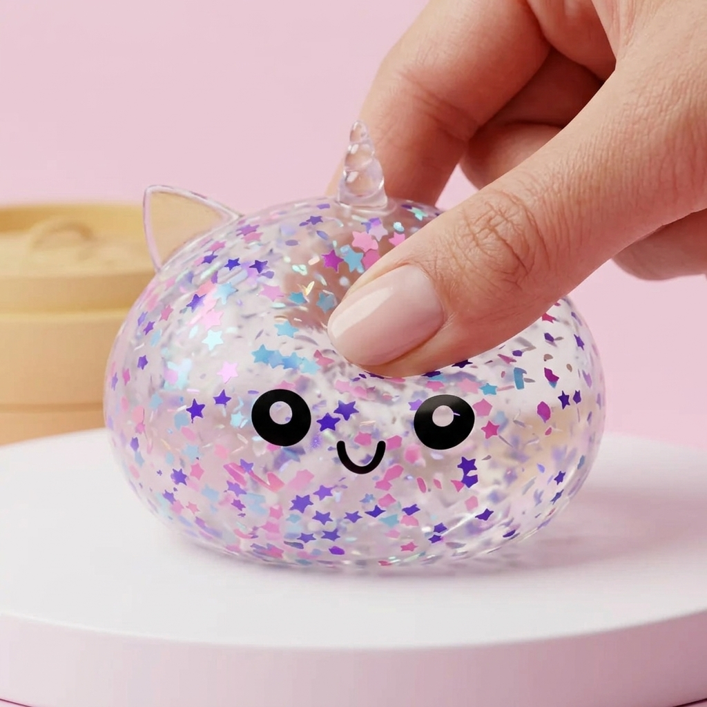 Dumpling Squishy Unicorn Sparkle Biały efekt slow-rise w akcji