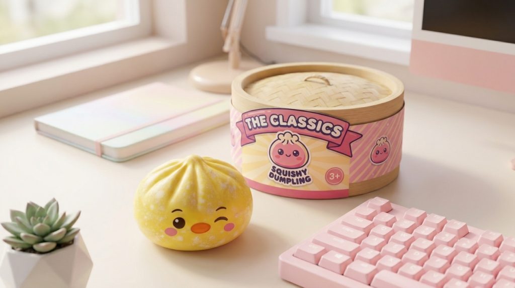Dumpling Squishy Pingwin Żółty Maślany w codziennej aranżacji