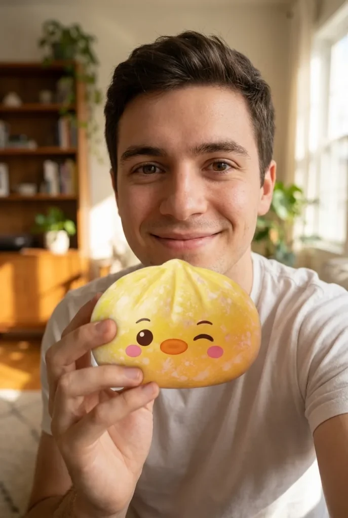 Dumpling Squishy Pingwin Żółty Maślany na co dzień