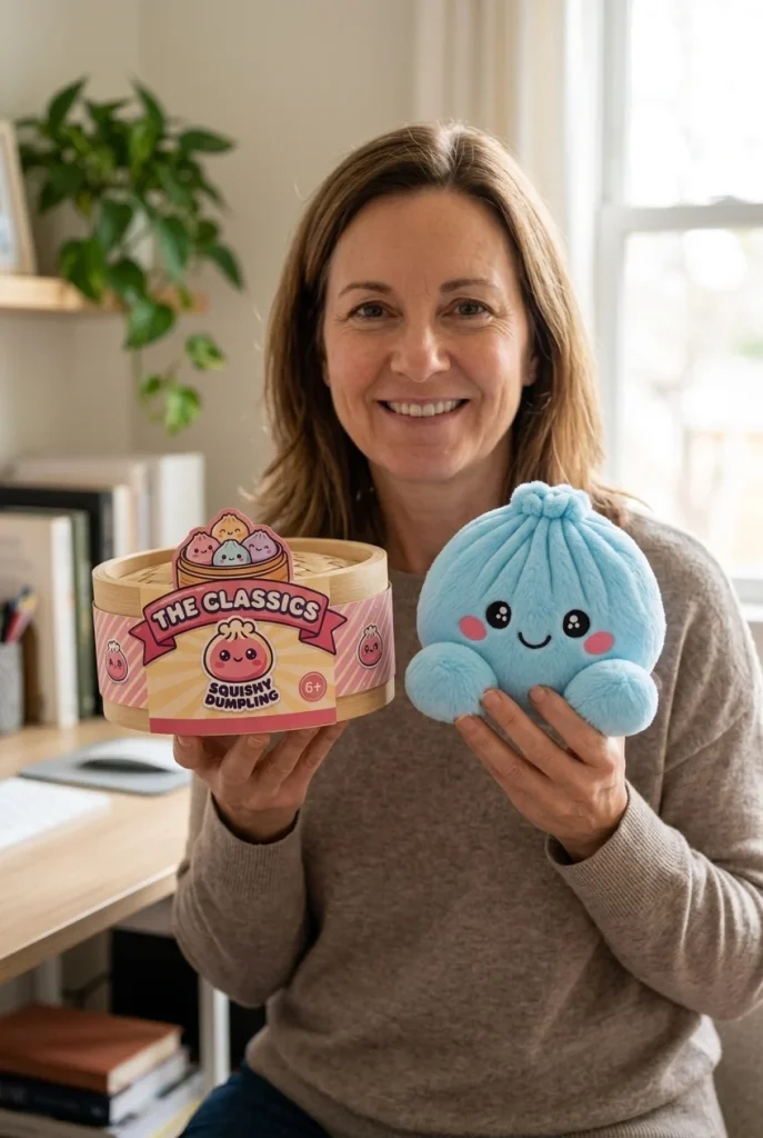 Dumpling Squishy Błękitny Pluszowy z pudełkiem