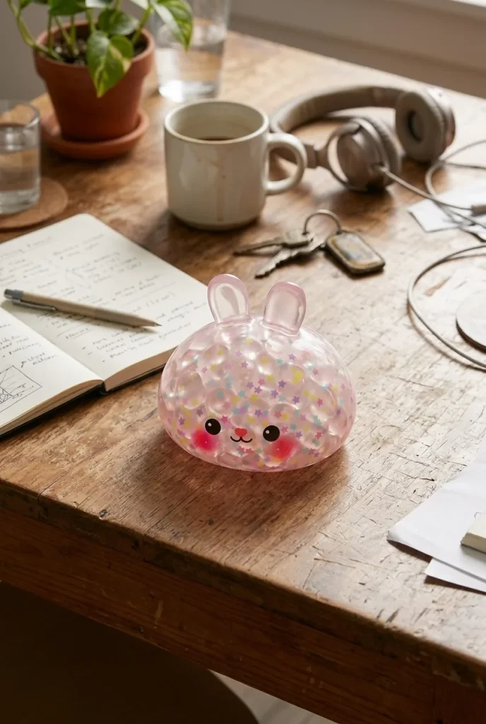 Bunny Dumpling Squishy Bąbelkowy na biurku
