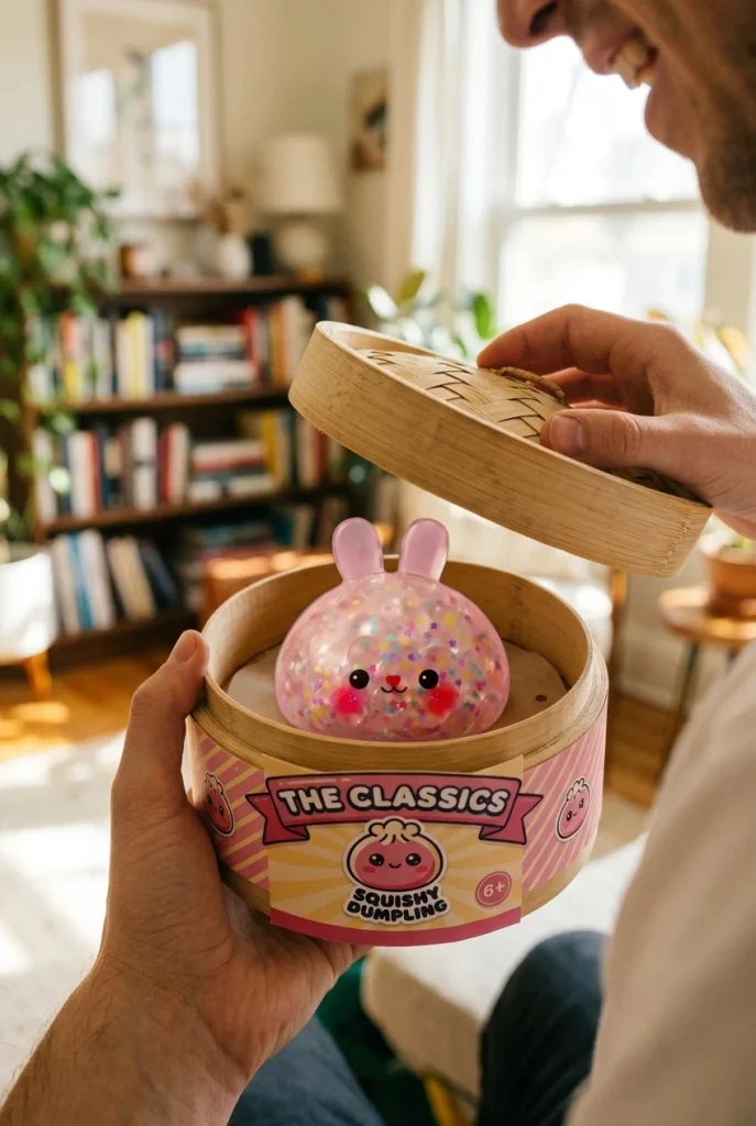 Bunny Dumpling Squishy Bąbelkowy podczas rozpakowywania