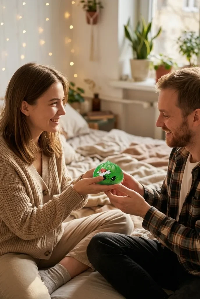 Glitter Dumpling Squishy Zielony Zrzęda Świąteczny jako pomysł na prezent