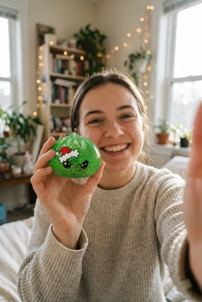 Glitter Dumpling Squishy Zielony Zrzęda Świąteczny na co dzień