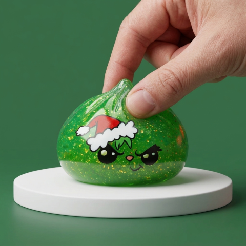 Glitter Dumpling Squishy Zielony Zrzęda Świąteczny ściskany w dłoni
