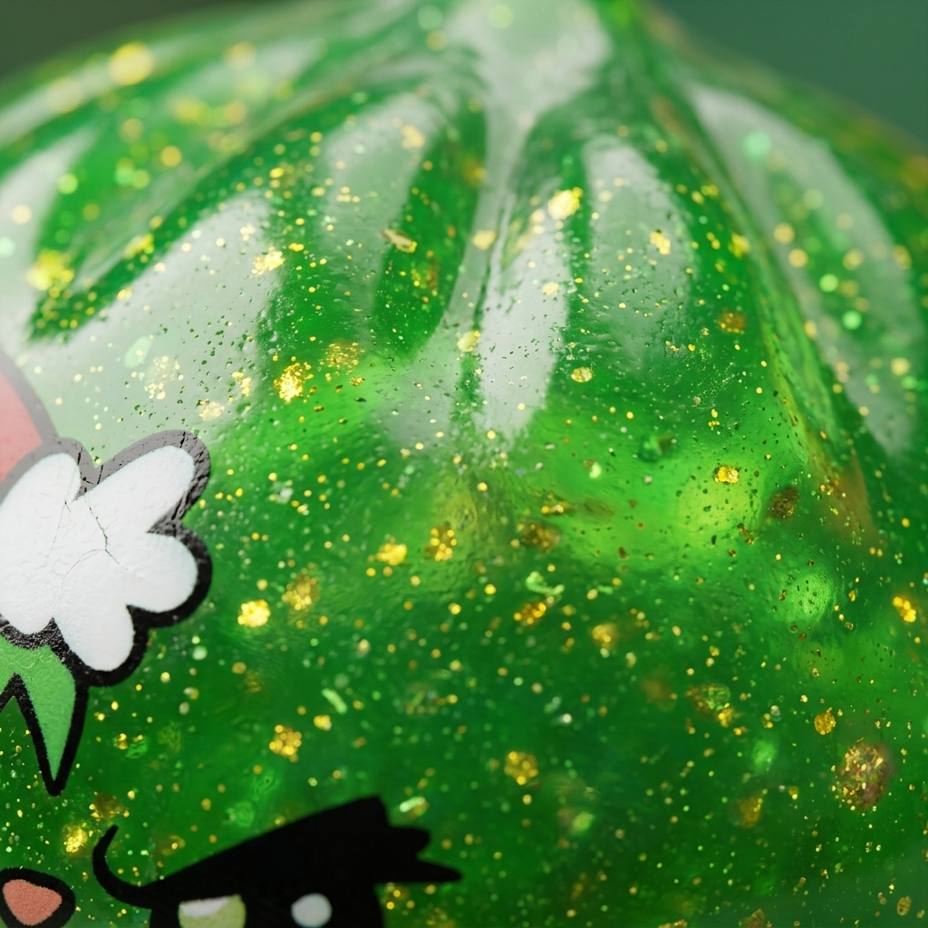 Glitter Dumpling Squishy Zielony Zrzęda Świąteczny makro tekstury pianki