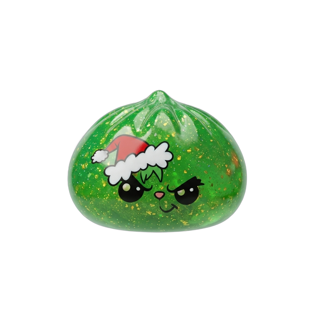 Glitter Dumpling Squishy Zielony Zrzęda Świąteczny ściskany w dłoni