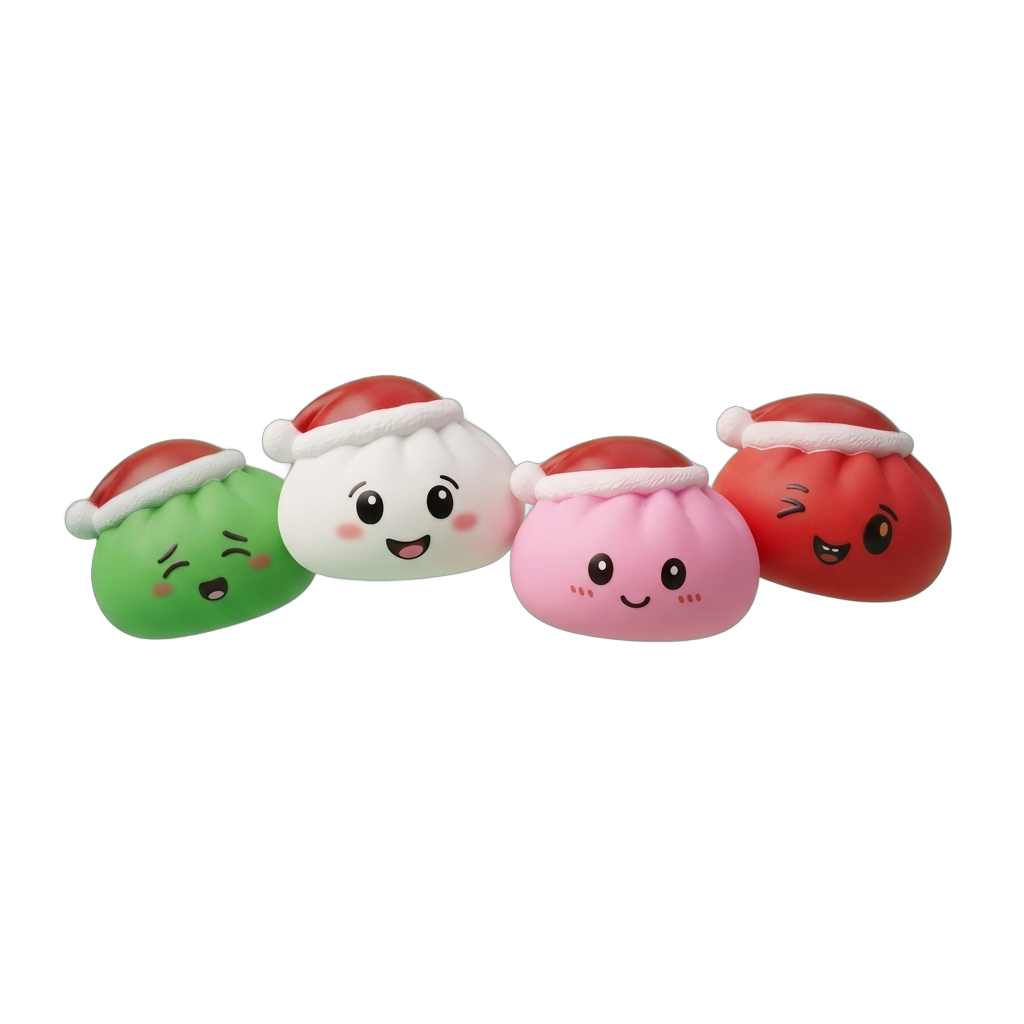 Dumpling Squishy Czapka Mikołaja Zestaw 4 szt ściskany w dłoni