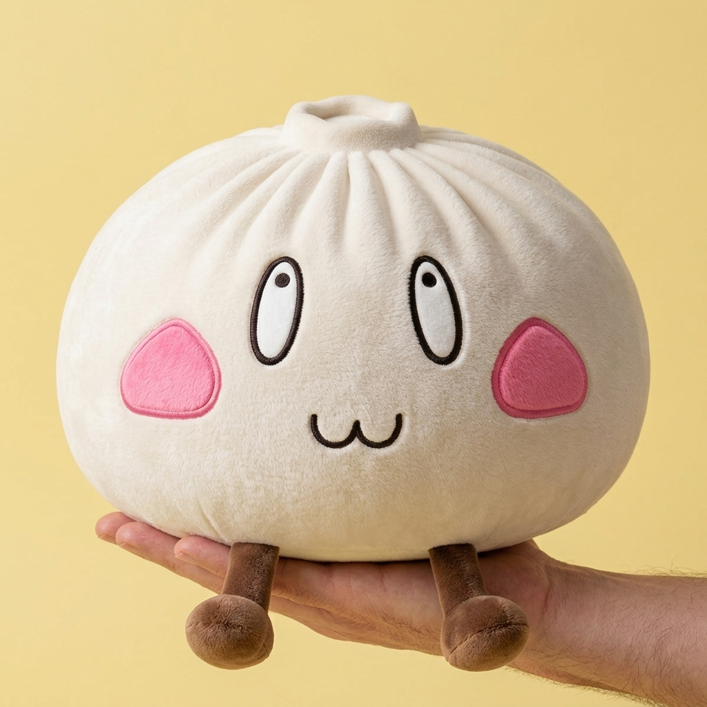 Giant Dumpling Squishy Wesoła Twarz w dłoni — porównanie rozmiaru