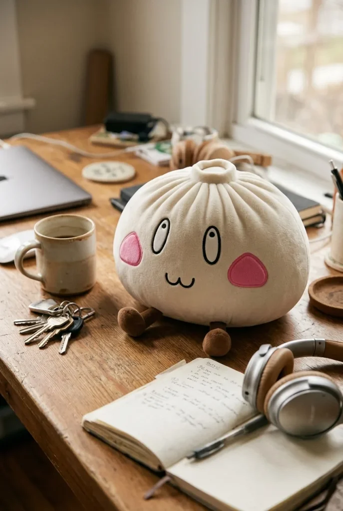 Giant Dumpling Squishy Wesoła Twarz na biurku