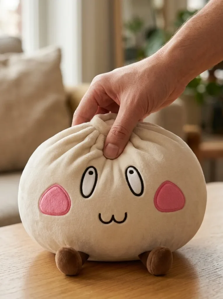 Giant Dumpling Squishy Wesoła Twarz podczas ściskania
