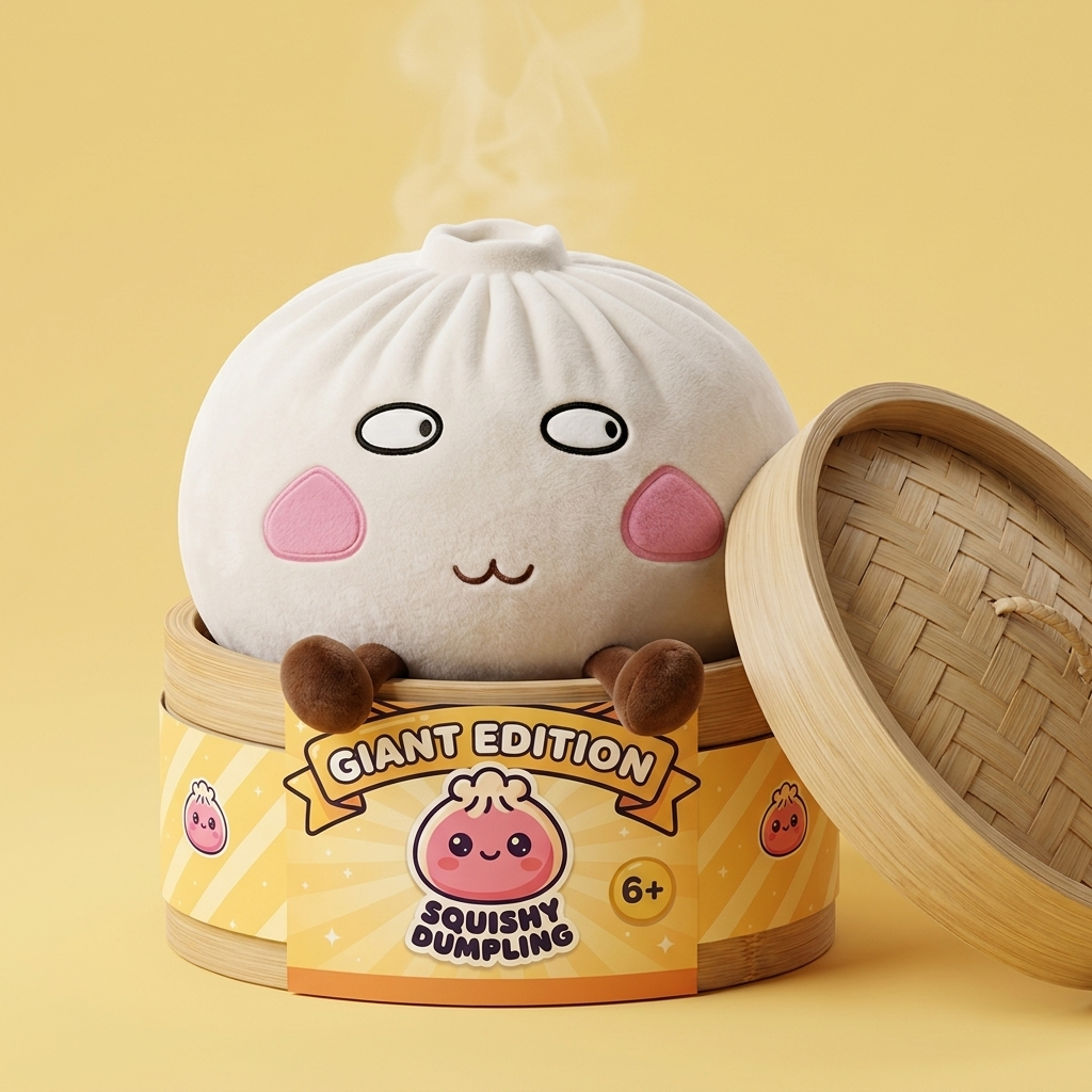 Squishy Dumpling Gigant Dumny i Zadziorny w bambusowym koszyku