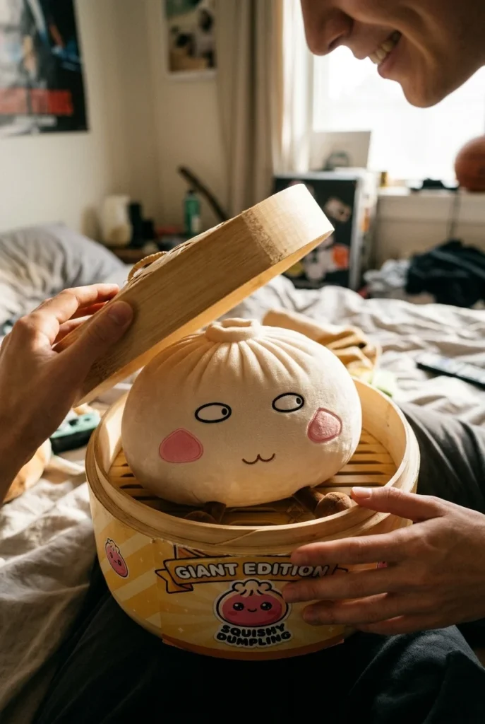 Squishy Dumpling Gigant Dumny i Zadziorny podczas rozpakowywania