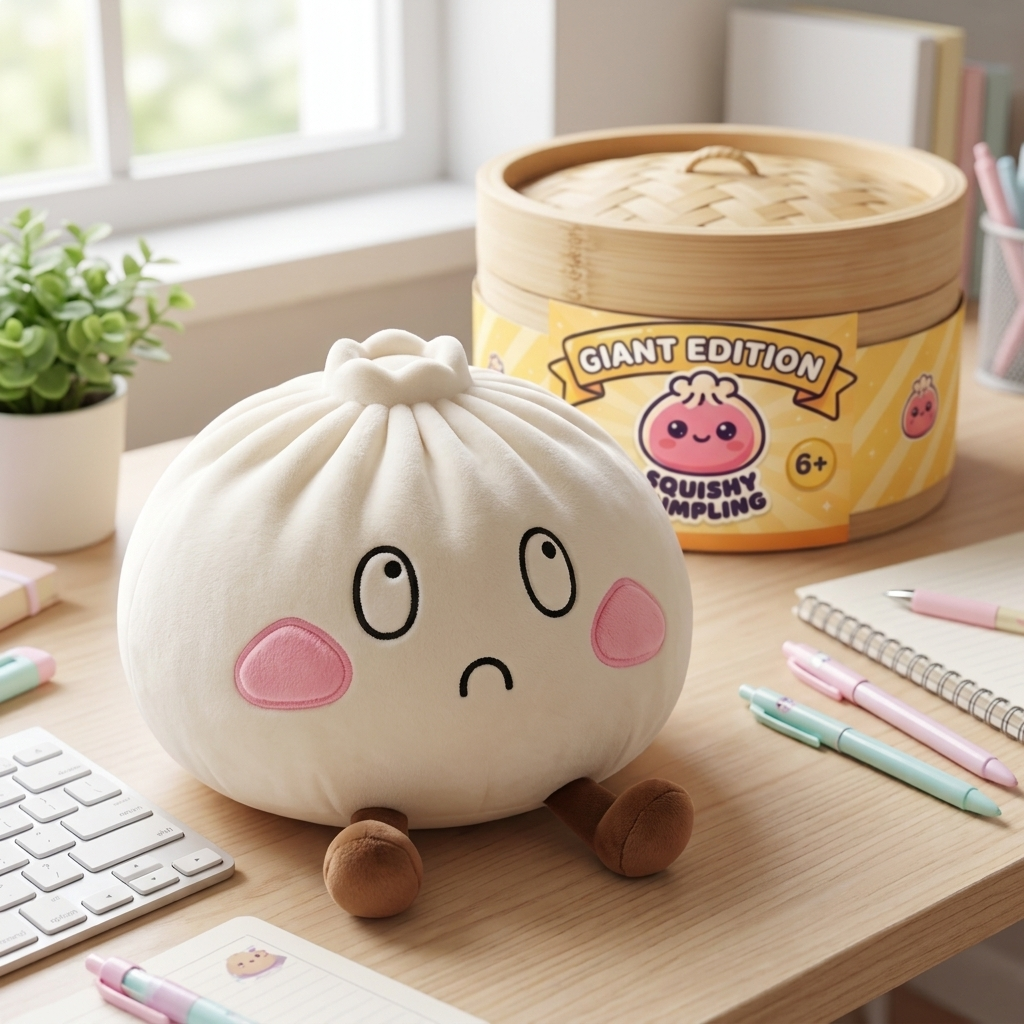 Squishy Dumpling Giant Sad Smutna Minka 28 cm w codziennej aranżacji