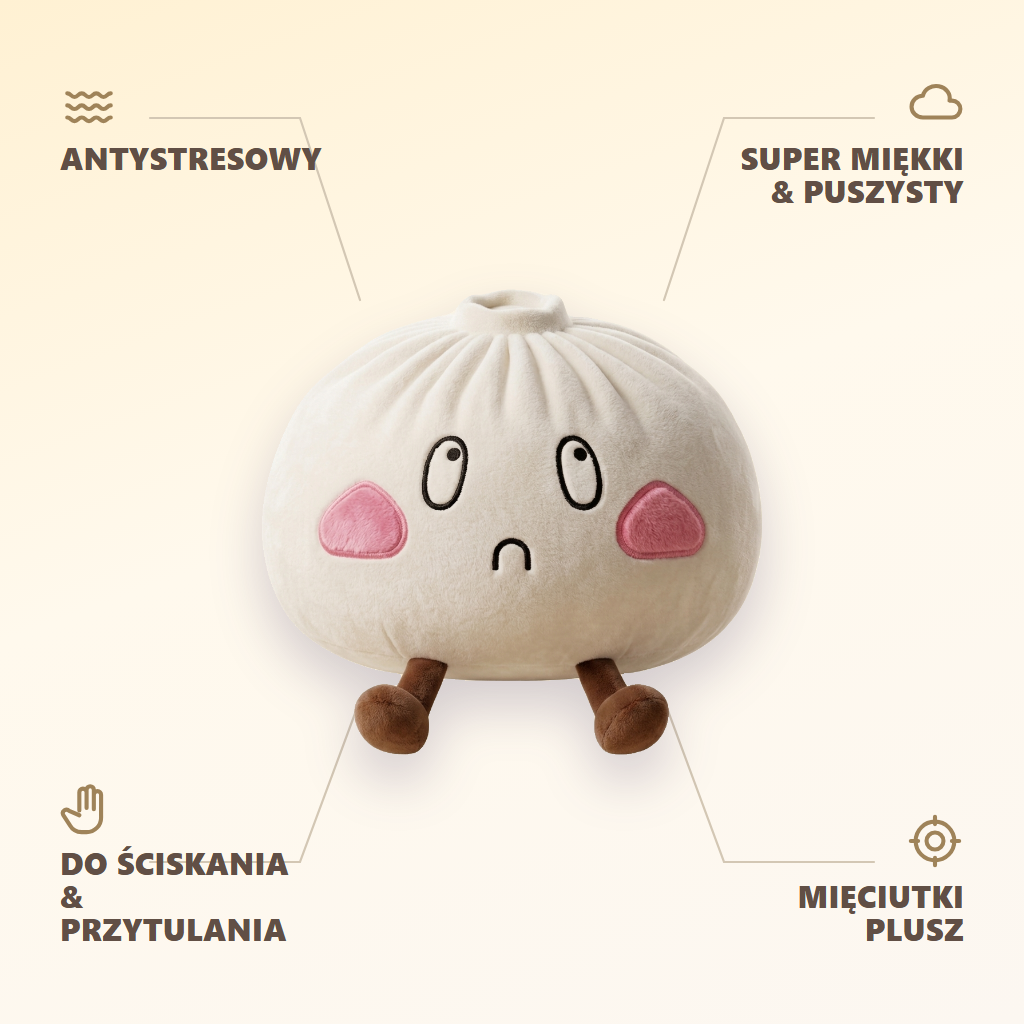 Squishy Dumpling Giant Sad Smutna Minka 28 cm infografika: najważniejsze zalety