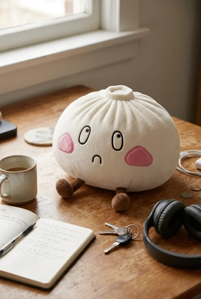 Squishy Dumpling Giant Sad Smutna Minka 28 cm na biurku