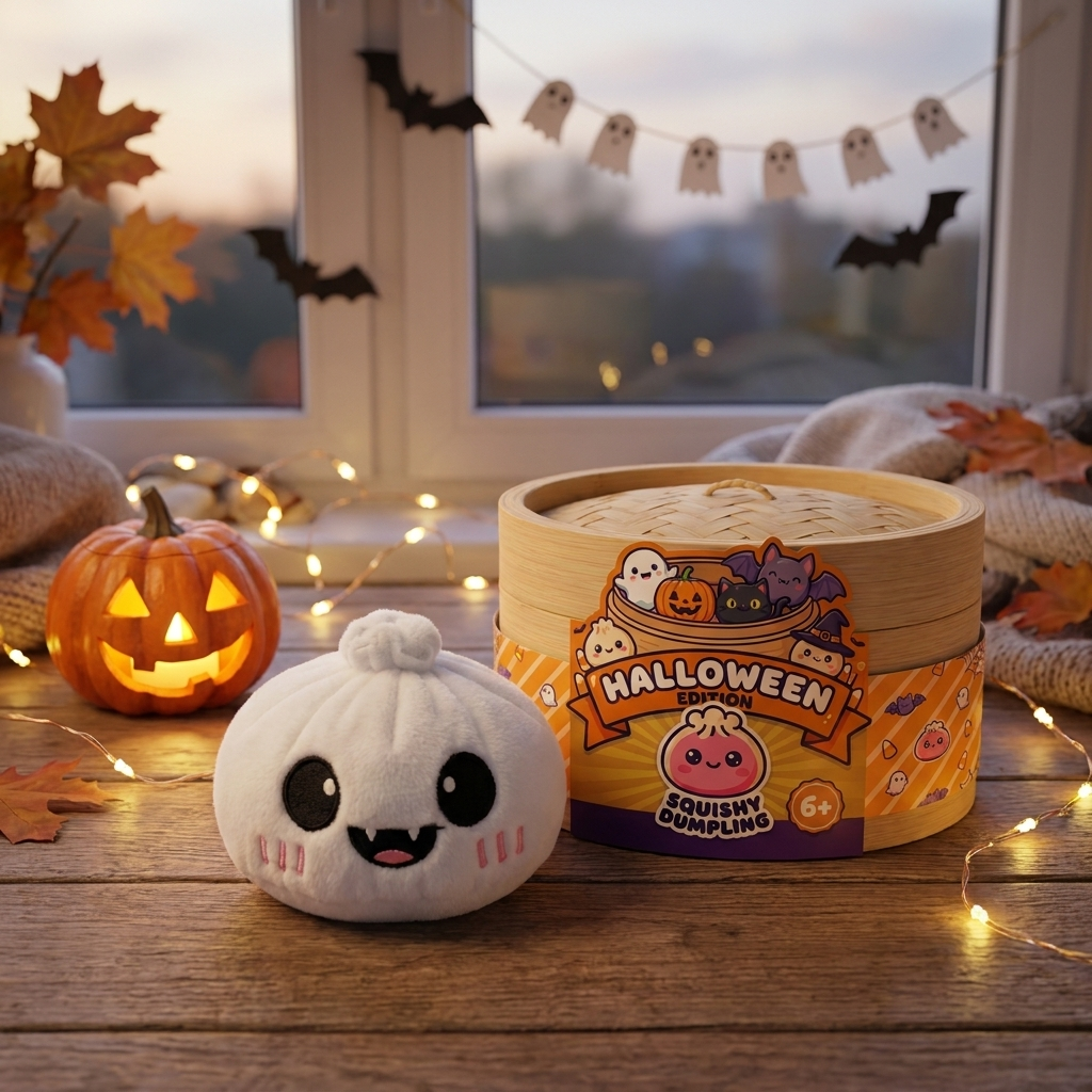 Ghost Dumpling Squishy Halloween Duszek w Blasku Księżyca w codziennej aranżacji