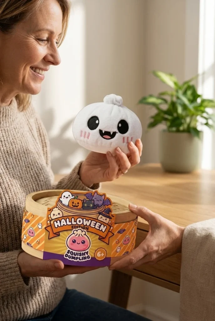 Ghost Dumpling Squishy Halloween Duszek w Blasku Księżyca z pudełkiem