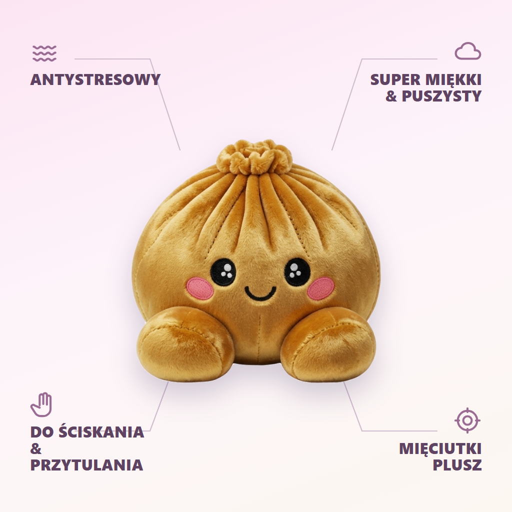 Squishy Dumpling Złoty Royal infografika: najważniejsze zalety