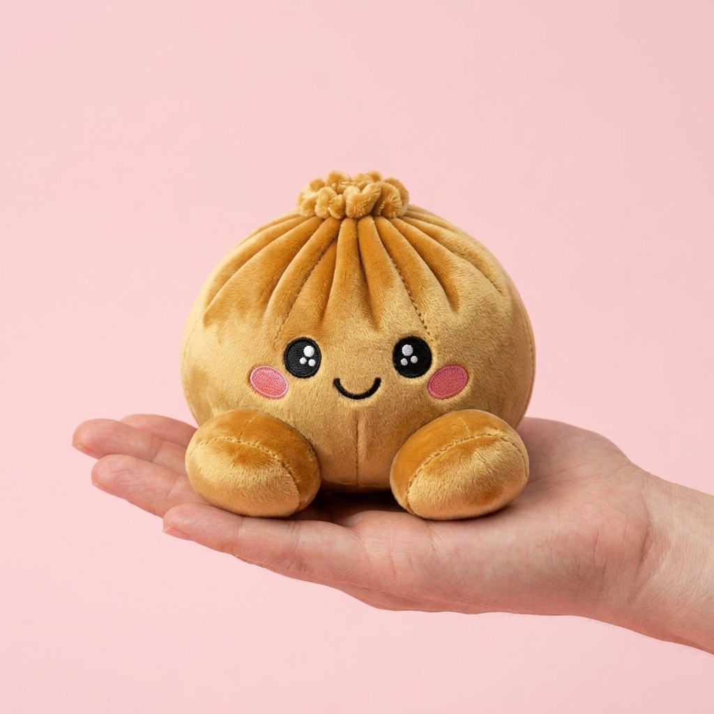 Squishy Dumpling Złoty Royal w dłoni — porównanie rozmiaru