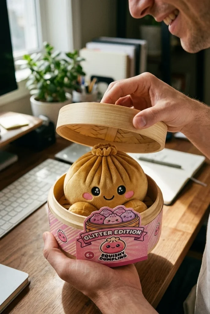 Squishy Dumpling Złoty Royal podczas rozpakowywania