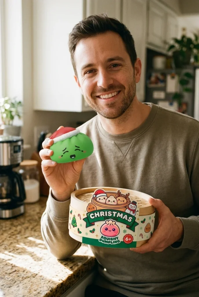 Dumpling Squishy Elf Zielona Czapka Mikołaja z pudełkiem