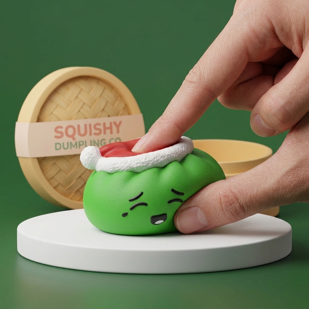 Dumpling Squishy Elf Zielona Czapka Mikołaja ściskany w dłoni