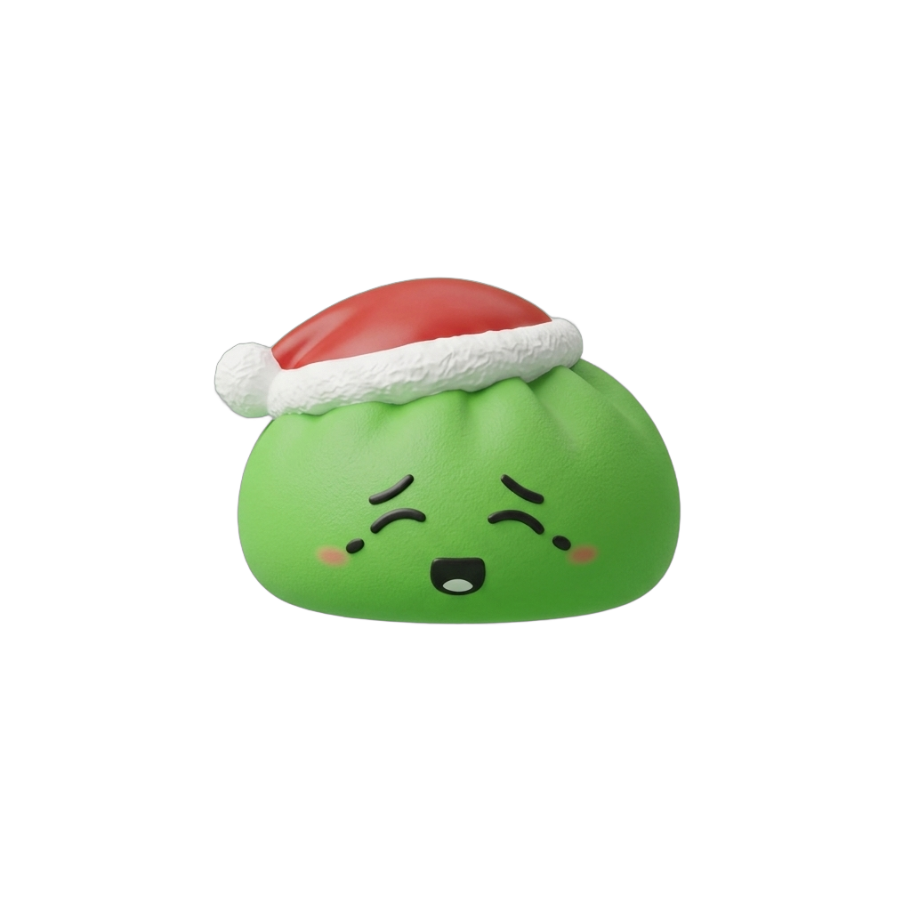 Dumpling Squishy Elf Zielona Czapka Mikołaja ściskany w dłoni