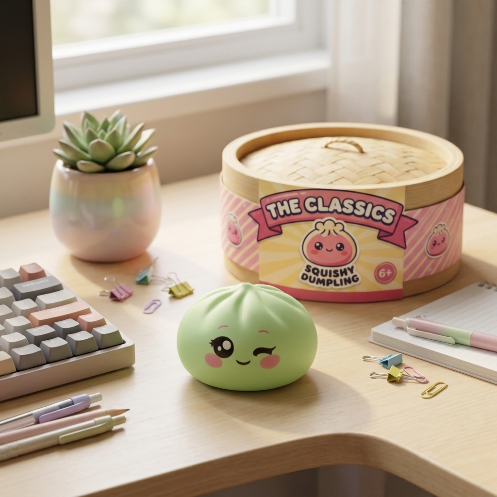 Dumpling Squishy Zielona Pistacja Przymrużone Oko w codziennej aranżacji