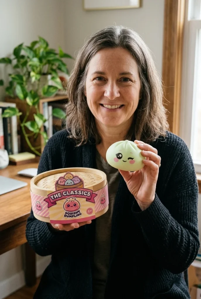 Dumpling Squishy Zielona Pistacja Przymrużone Oko z pudełkiem