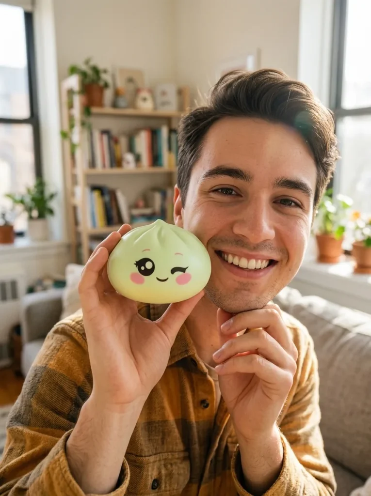Dumpling Squishy Zielona Pistacja Przymrużone Oko na co dzień