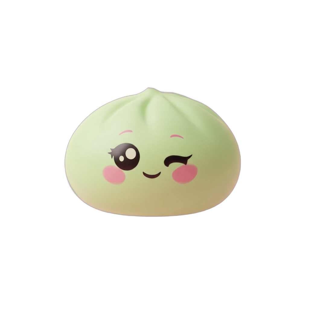 Dumpling Squishy Zielona Pistacja Przymrużone Oko ściskany w dłoni