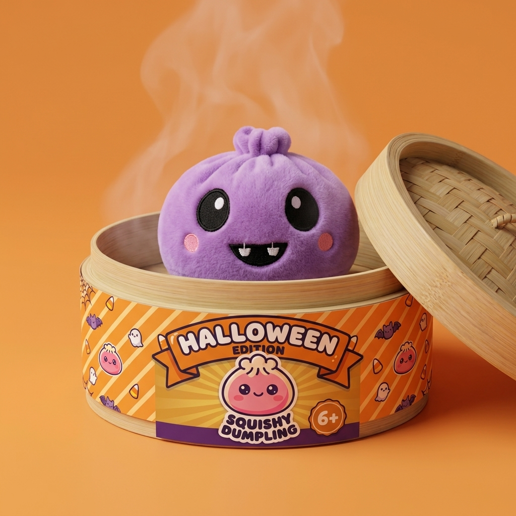 Squishy Dumpling Halloween Zestaw 5 szt. w bambusowym koszyku