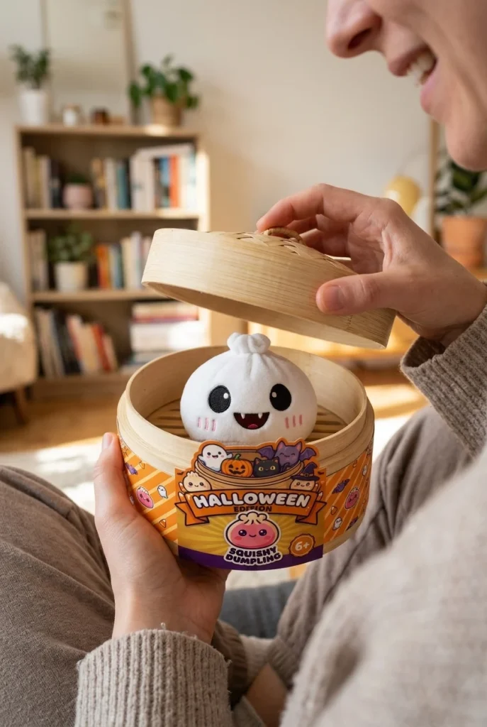 Squishy Dumpling Halloween Zestaw 5 szt. podczas rozpakowywania