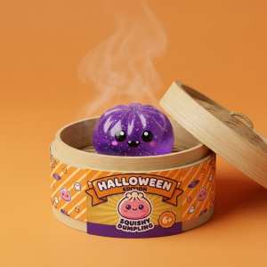 Squishy Dumpling Halloween XXL Zestaw 8 szt w bambusowym koszyku