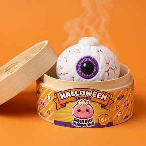 Squishy Dumpling Halloween Oko Fioletowe w bambusowym koszyku
