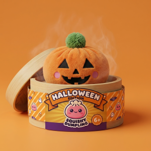 Squishy Dumpling Halloween Dynia w bambusowym koszyku