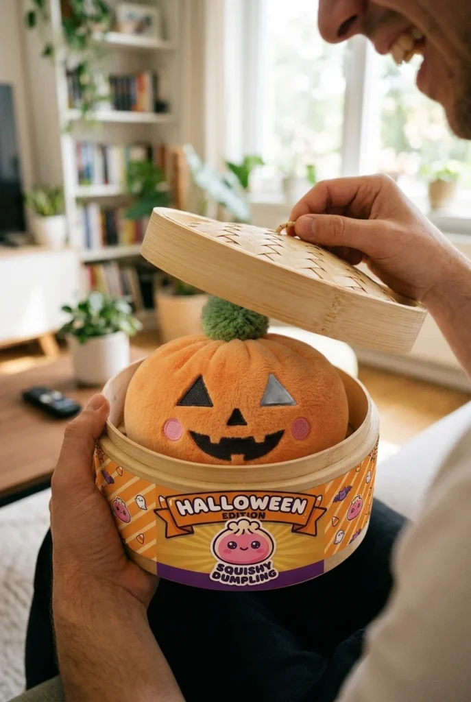 Squishy Dumpling Halloween Dynia podczas rozpakowywania