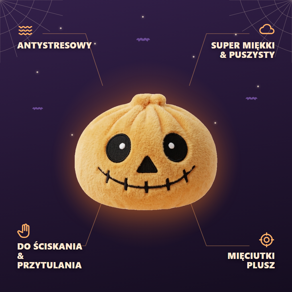 Squishy Dumpling Szkielet Halloween Uśmiech infografika: najważniejsze zalety