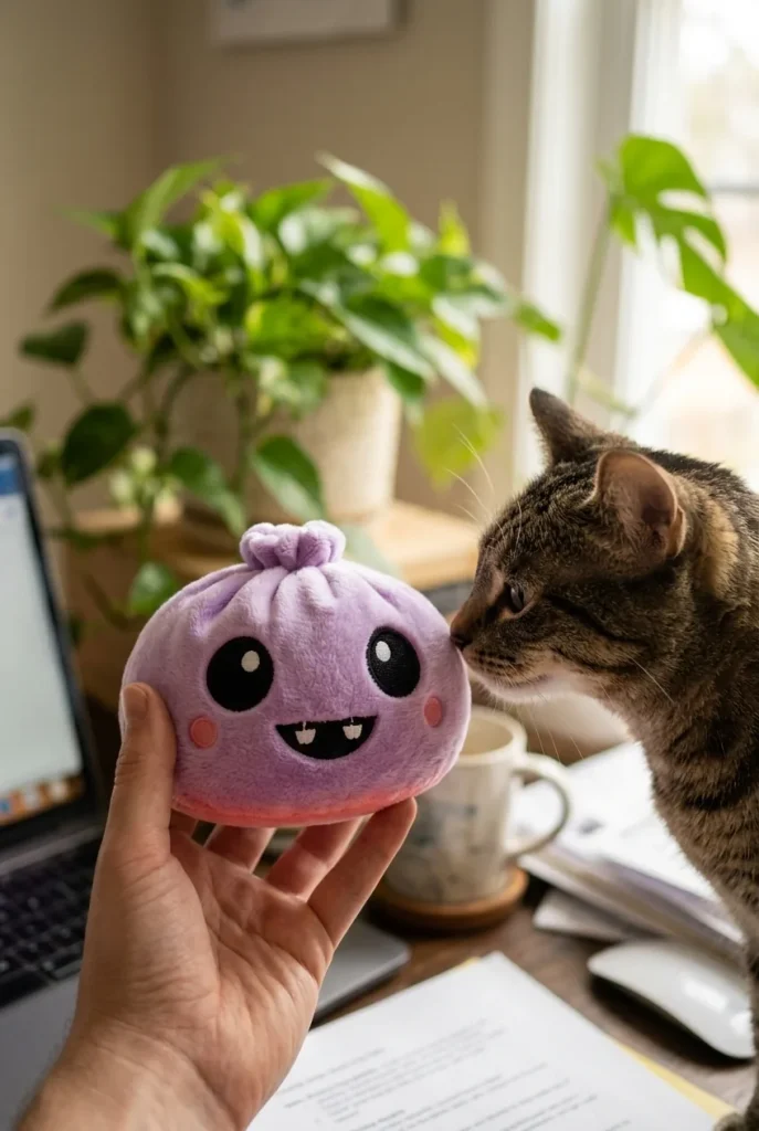 Squishy Dumpling Vampire Halloween Aksamitny Fiolet z pluszakiem