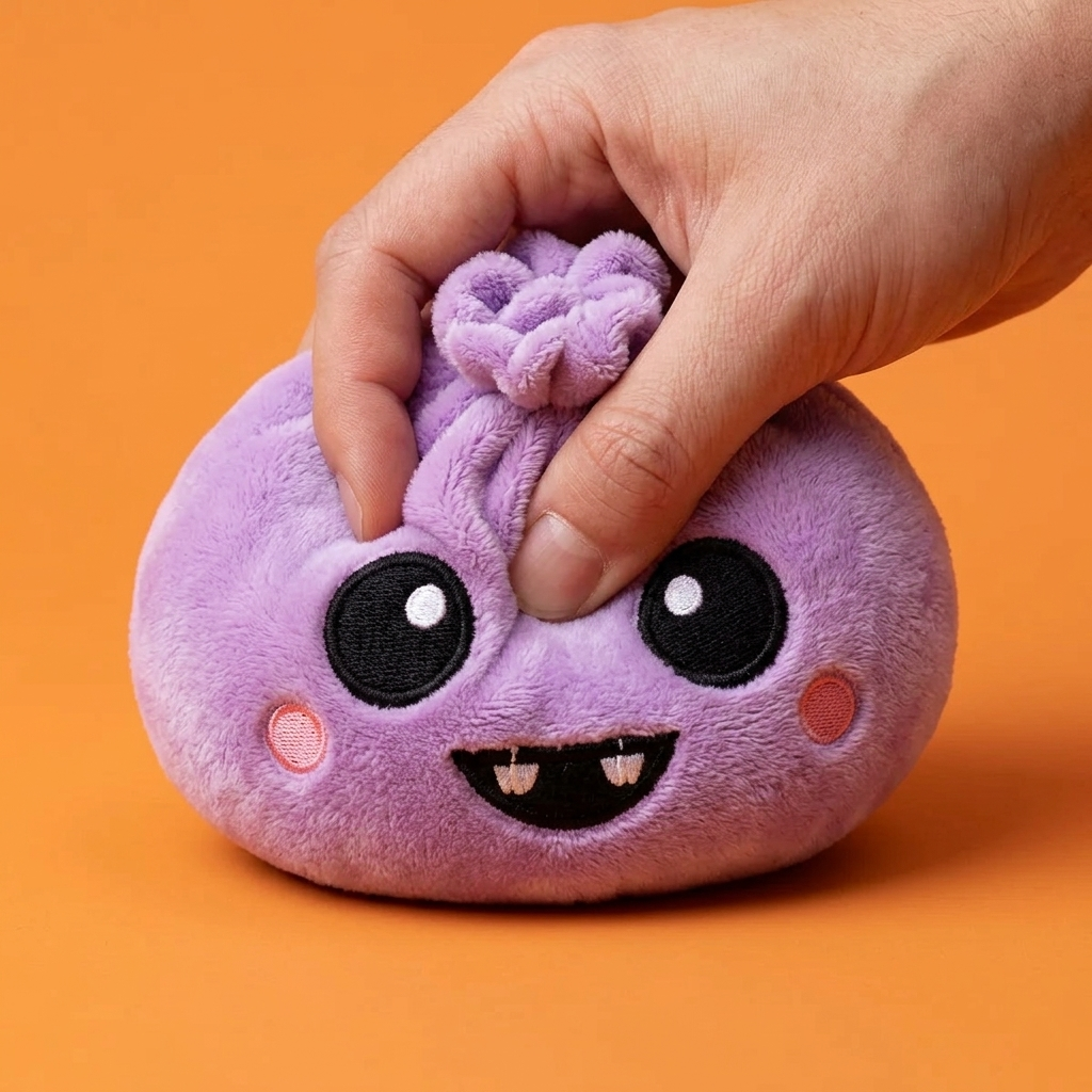 Squishy Dumpling Vampire Halloween Aksamitny Fiolet efekt slow-rise w akcji