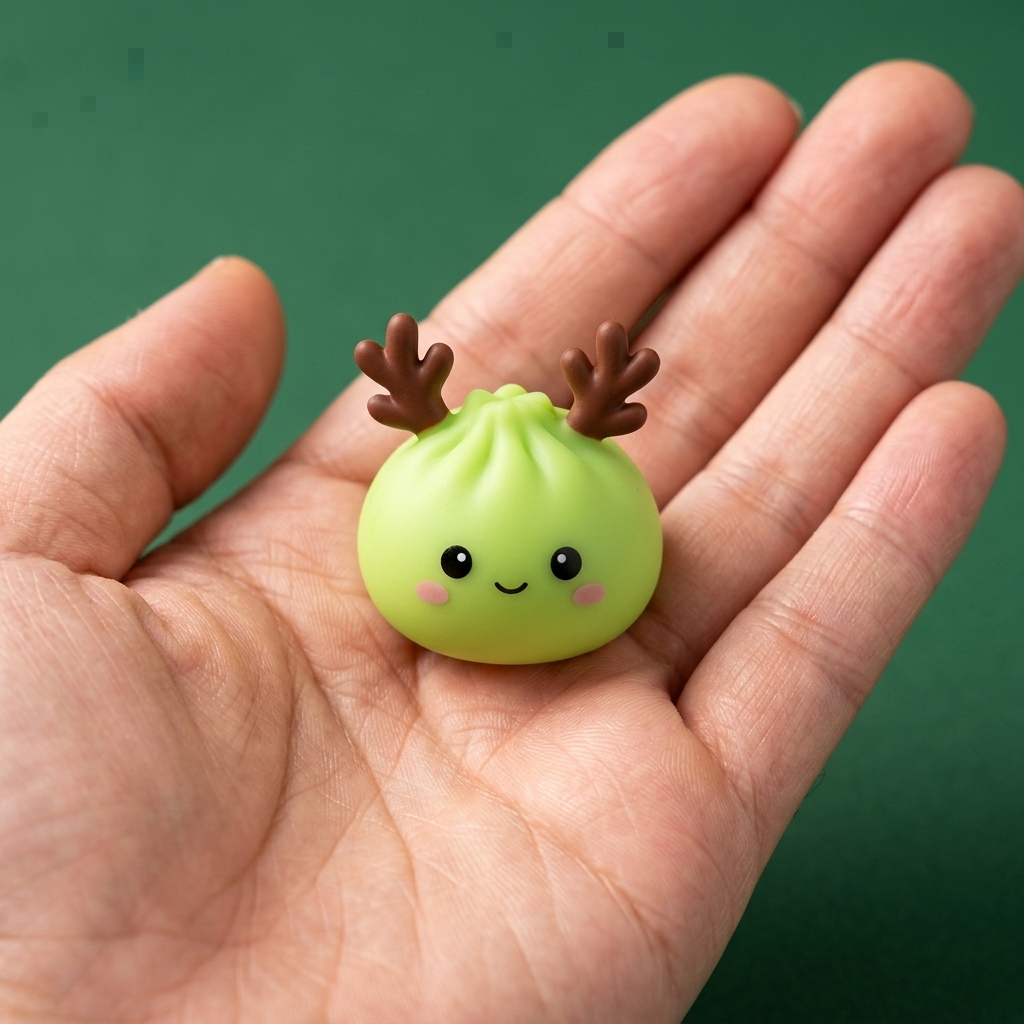 Kalendarz Adwentowy Squishy Dumpling Mochi Piernik 24 szt w dłoni — porównanie rozmiaru