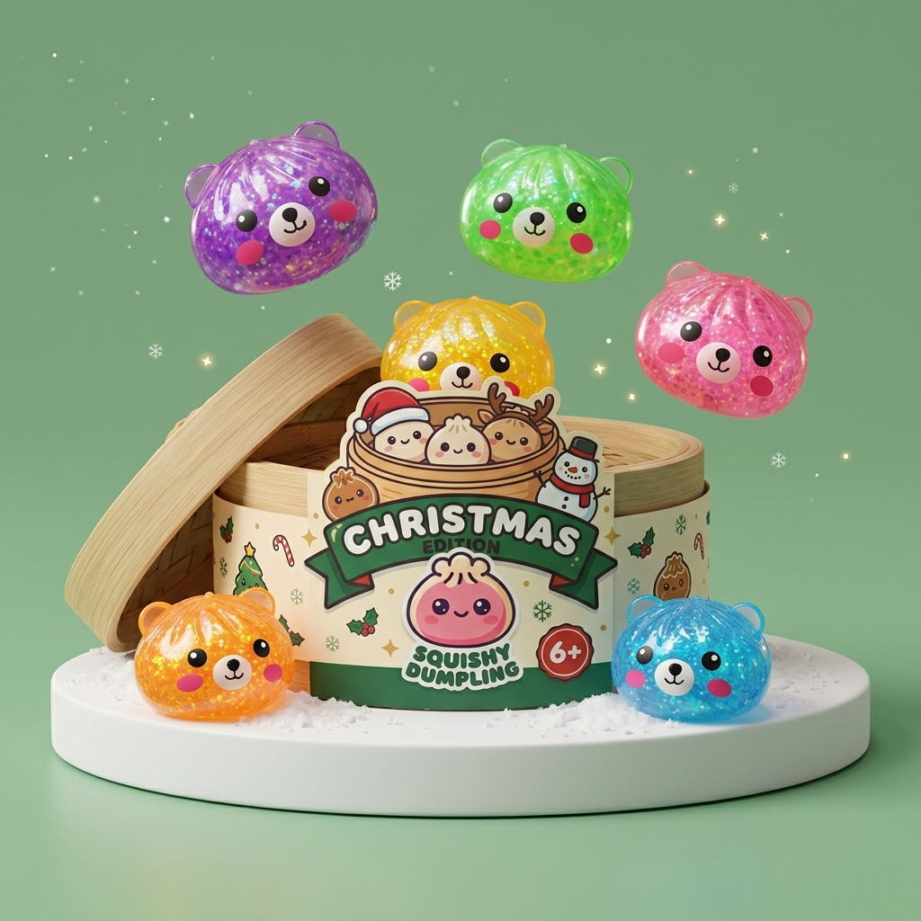 Dumpling Squishy Mystery Glitter Miś ściskany w dłoni