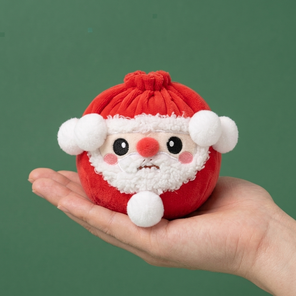 Dumpling Squishy Mystery Christmas Edycja Świąteczna w dłoni — porównanie rozmiaru