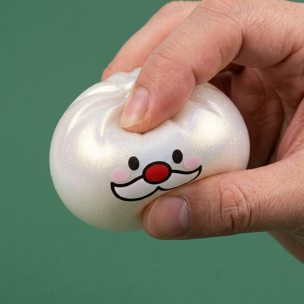 Squishy Dumpling Mystery Wąsy Mikołaja efekt slow-rise w akcji